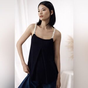 NWT Anthropologie Maeve Sleevless Swing Tank Top with Flower Embellishments